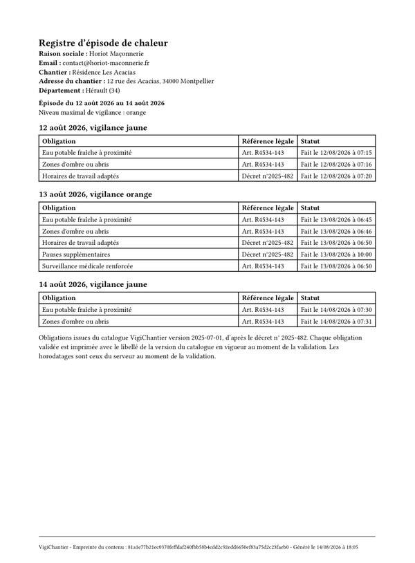 Registre PDF VigiChantier